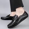 Luxury Brand Top Layer Cowhide Bean Shoes High-quality Flat Bottomed Soft Comfort Travel Shoes Men Business Genuine Leather Shoe