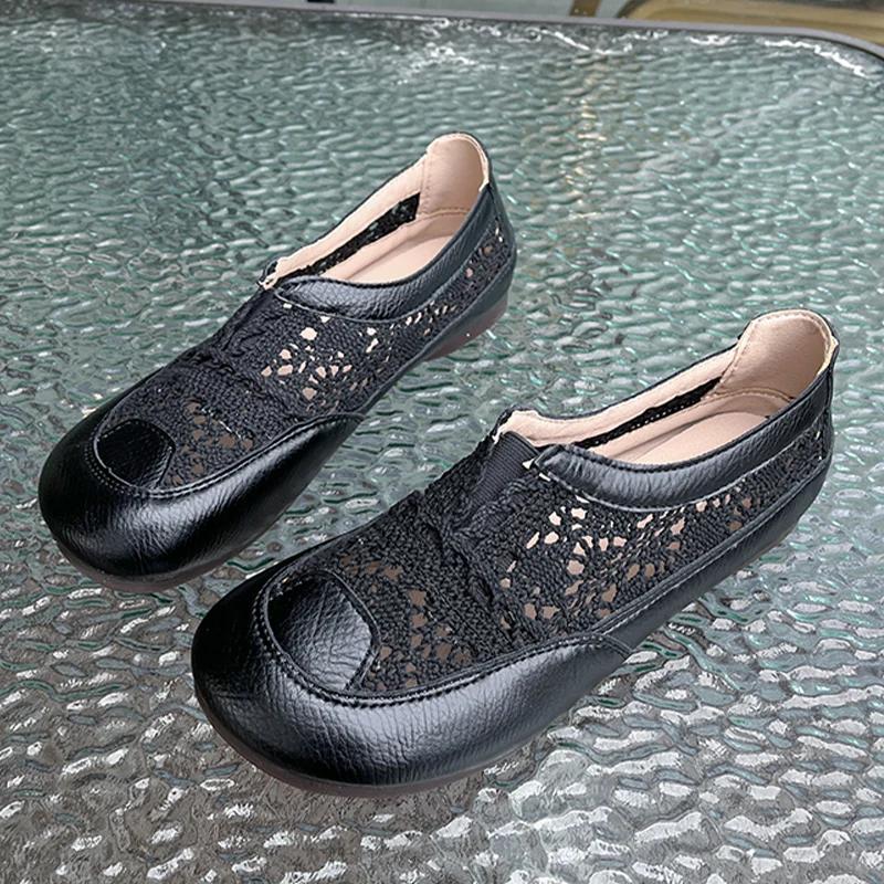 Mode Damen Mesh Casual Flache Sandalen 2024 Sommer Neu Mode Atmungsaktiv Bequem Weich Bootsschuhe Designer