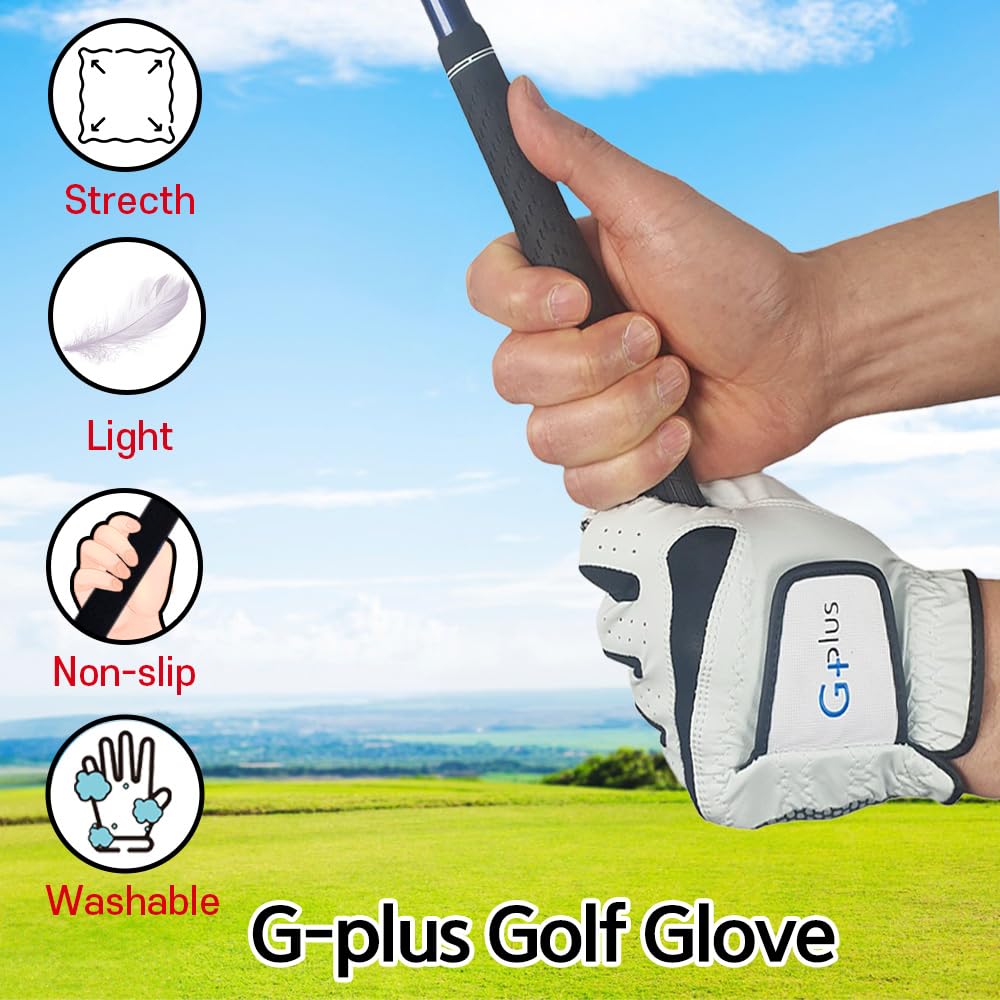 Golf Glove Set of 5 White G-plus (M(23), (Black-line))