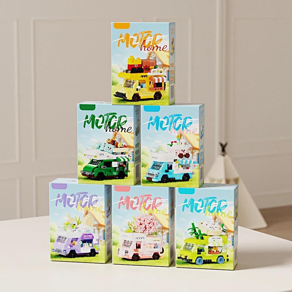 New Cute Pet Rocking Creative Interesting Food Travel Rv Car Building Blocks Toy Children'S Car Model Display Christmas Gift