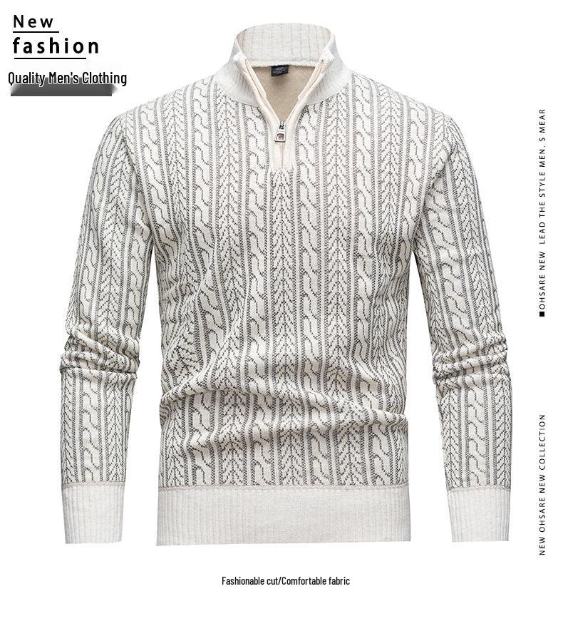 Herren Herbst Winter Zopfmuster Reißverschluss Pullover - Europäischer & Amerikanischer Stil