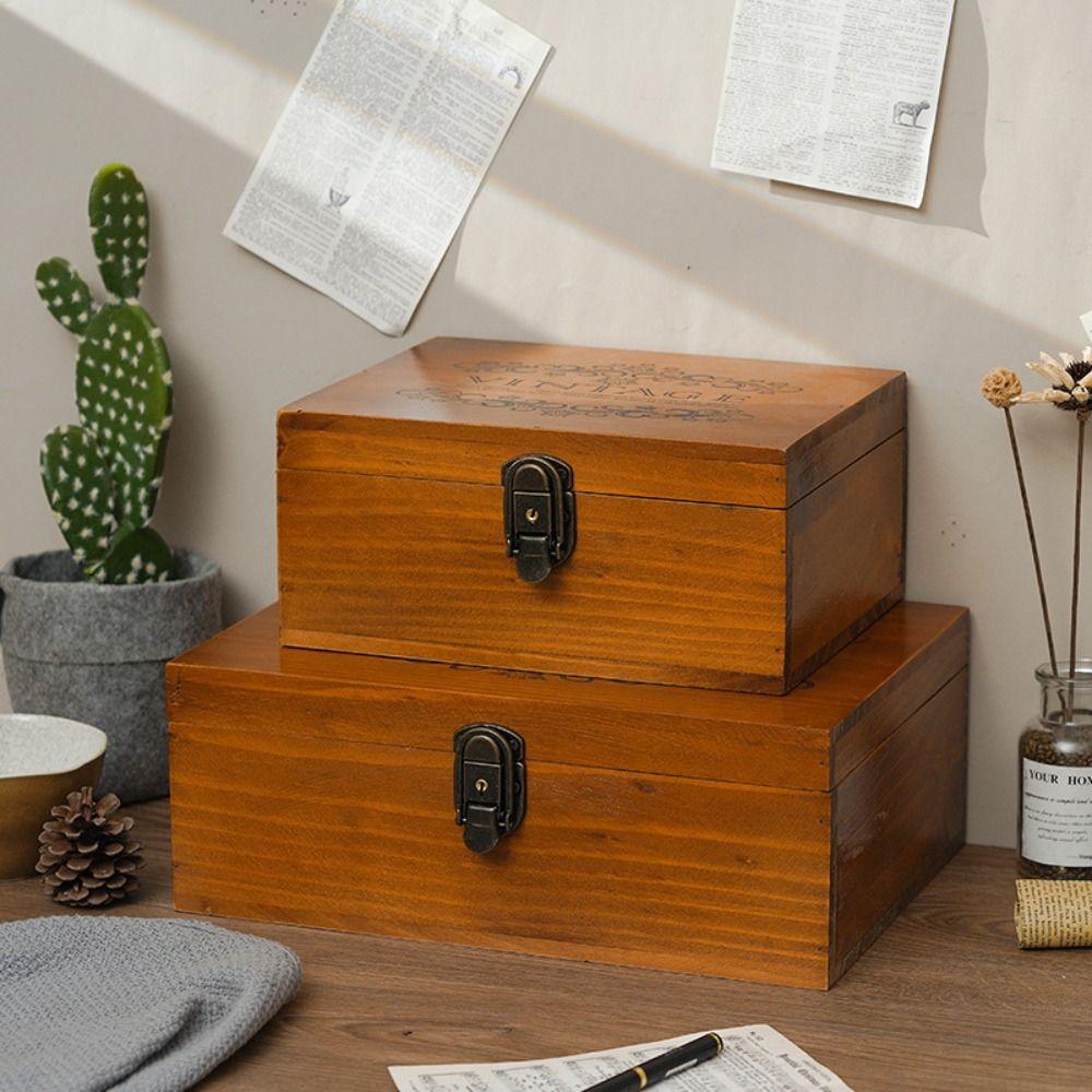 Wooden Storage Box Vintage Storage Case Miscellaneous Organizer Jewelry Box  Travel