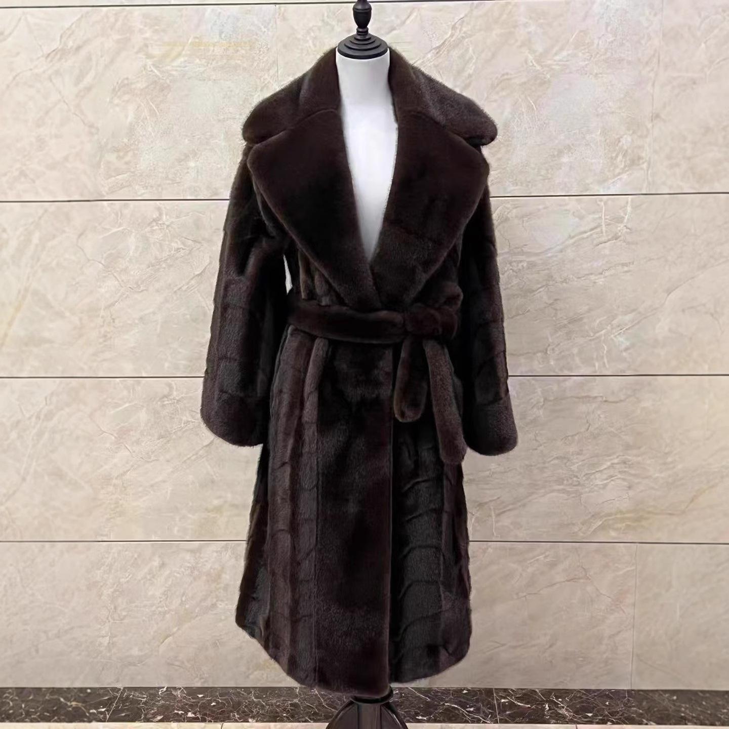 

2025 New Winter Faux Mink Fur Coat Women s Extended Knee Length Faux Fur Coat Thickened Warm Plush Outer Layer One size fits all
