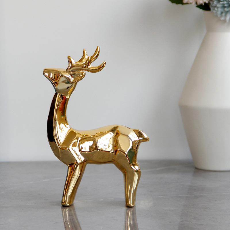Minimalist ceramic deer reindeer desktop decoration, abstract Nordic style TV cabinet foyer Christmas decoration