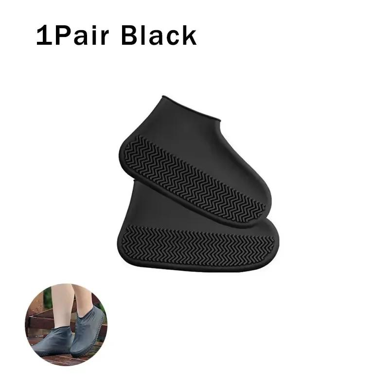 

Home Overshoes Gear Travel Boots Rain Shoe Protector Waterproof Reusable Covers Shoes Rubber Products Boot Antis-Slip Outdoor M (34-40) чёрный