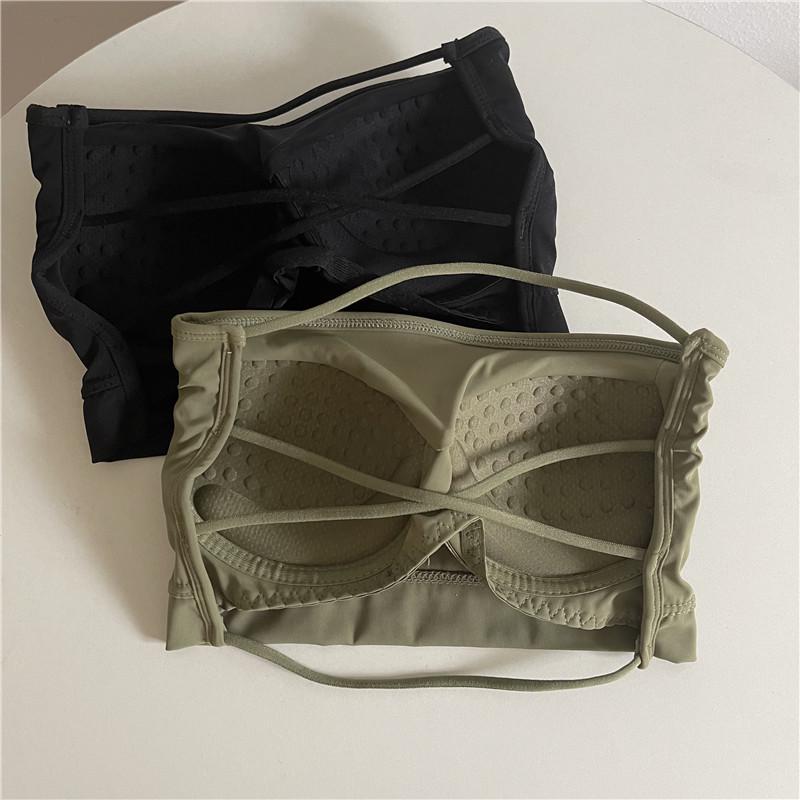 Eisige Seide Trägerloser Bandeau-BH mit Brustpolstern - Anti-Exposition, Kreuzrücken, Push-Up