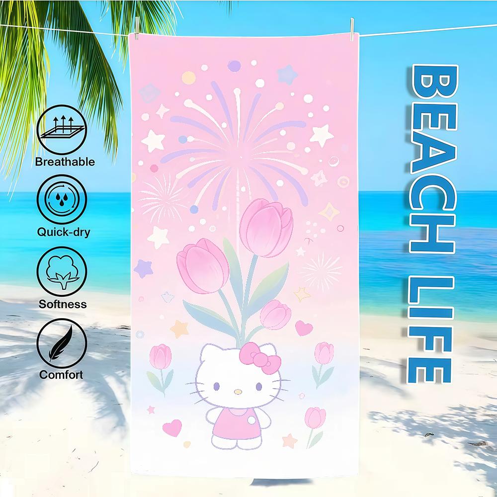 Towel Textile Bathrobe Tulip Beach Quick-Drying Lightweight SRO Portable H-HelloS-ES Camping Swim K-KittyS-ES Pool Travel