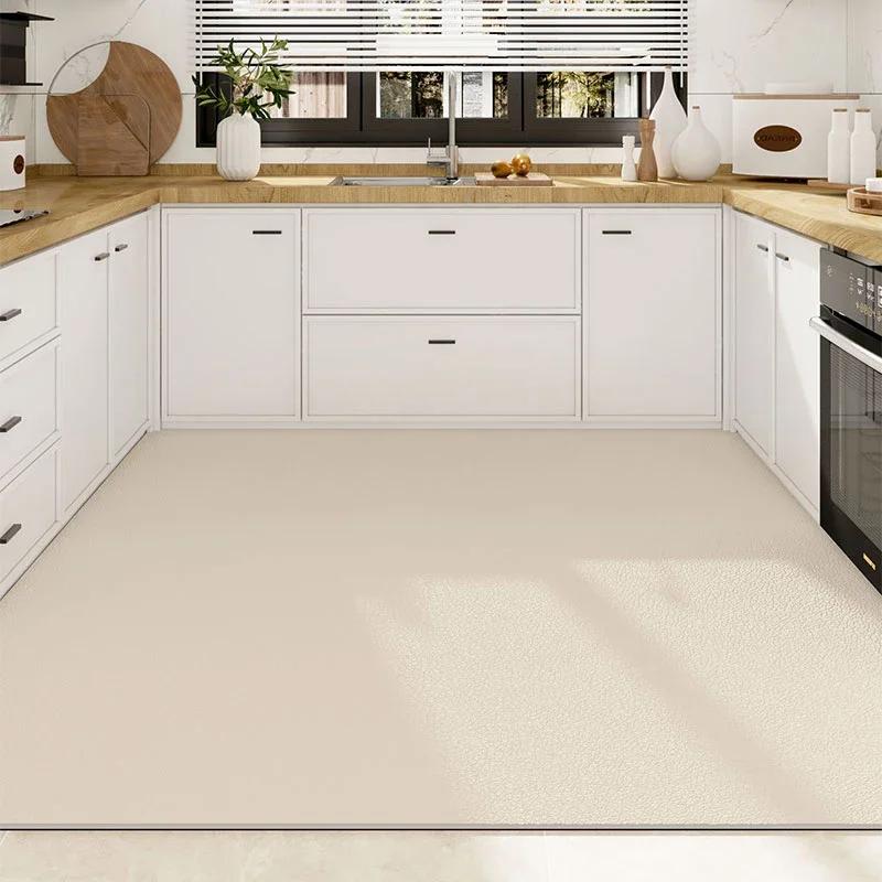 Kitchen Floor Mat Black Carpet Home Decoration Waterproof Oil-proof Leather Non-slip Area Rug Alfombra De Cocina  Pvc 