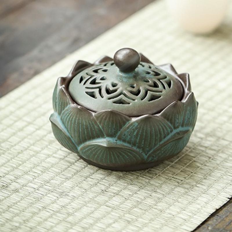 Keramik Räuchergefäß Lotusfigur Räucherspiralenhalter Räucherkessel für Dekoration Teehaus