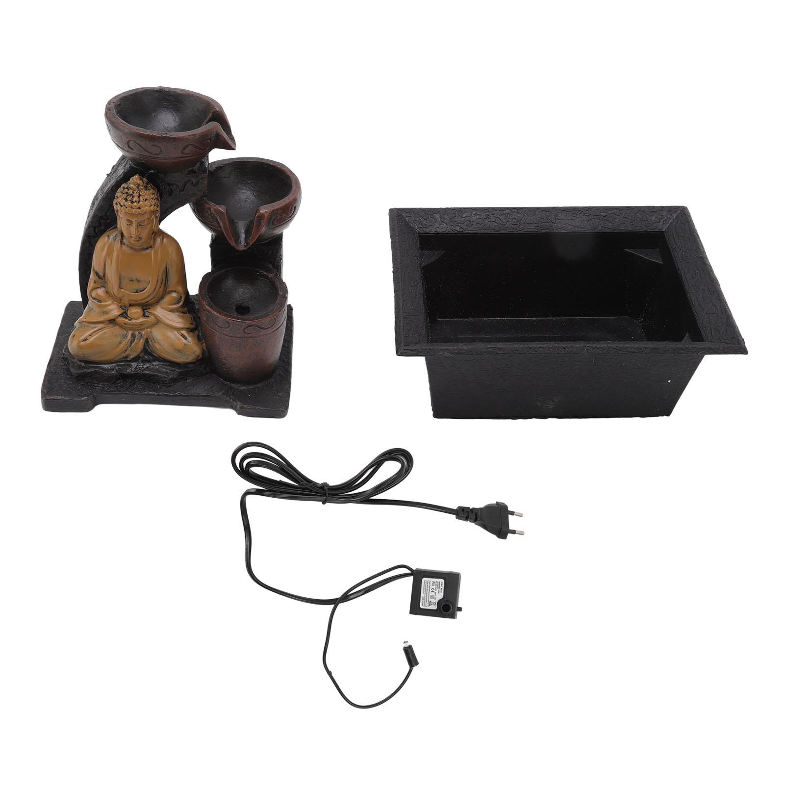 

Buddha Water Flowing Decoration Synthetic Resin Waterfall with Lights for Home Office Desktop US