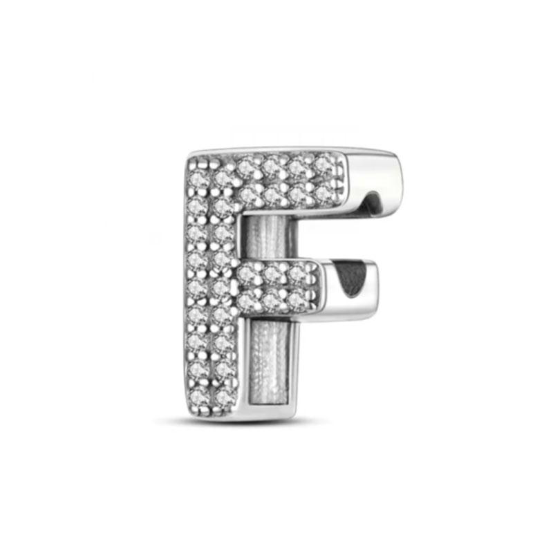 Classics Copper Shiny Zircon English Alphabet Beads Pendant Piece Charms Ideal For Original Fashion Bracelet Jewelry Piece Women Gift