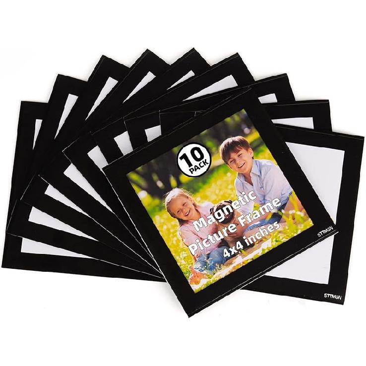 Magnetic Picture Frames with Black Border(4"X6",10 Pack),Magnet Photo Frame Pockets/Postcard Holder,Decorations for