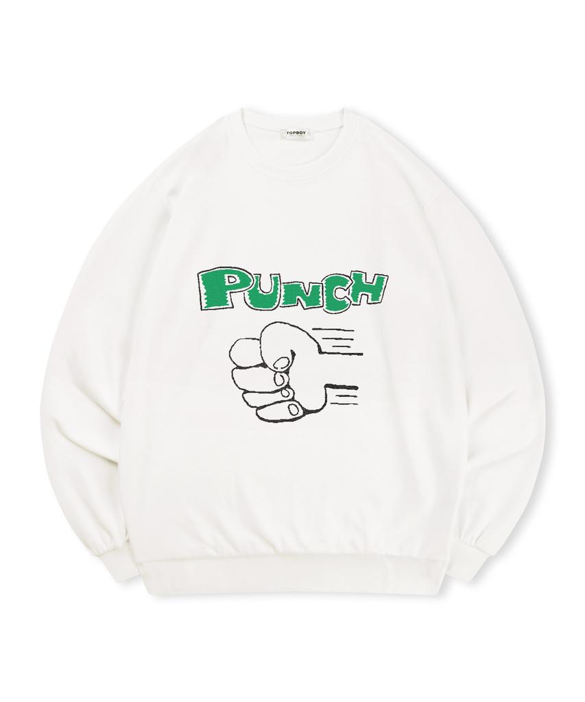 TOPBOY [Non-Fleece Or Fleece] Punch Print Sweatshirt (C Type)