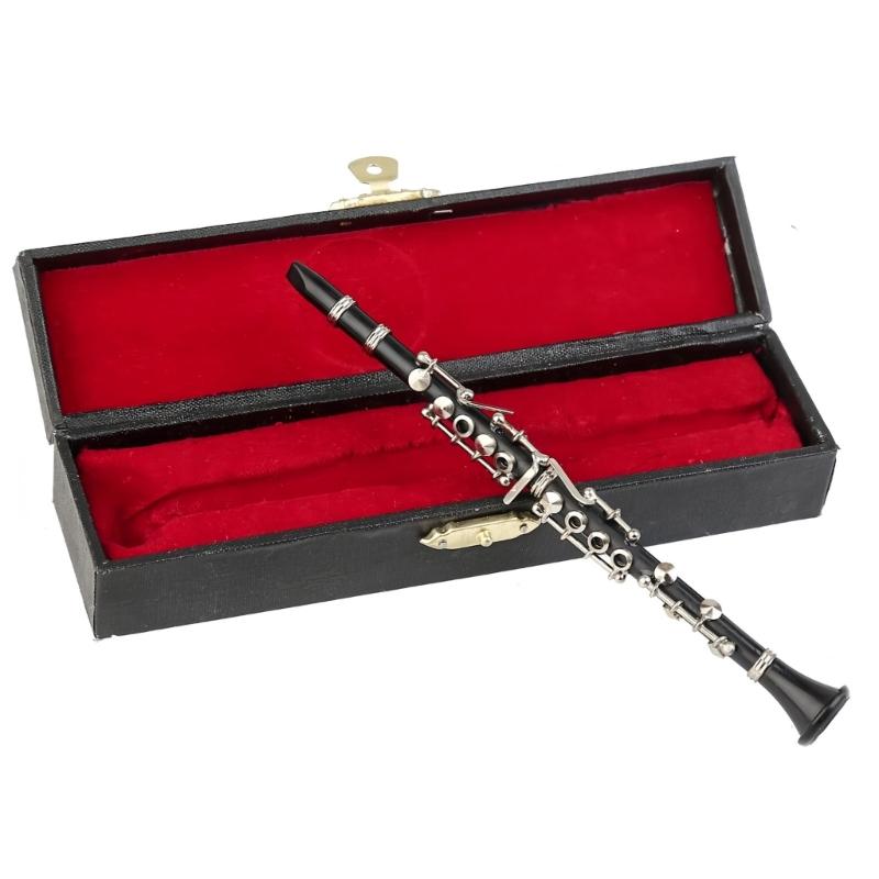 Miniature Clarinet Replicas with Stand and Case Gold Plated Model Musical Instrument Decoration For Music Lovers