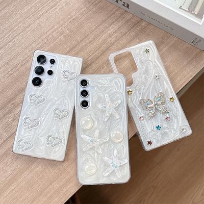 For Samsung S24ultra Color Star Mobile Phone Case GalaxyS25 Butterfly Glitter Epoxy S23 Female New Style