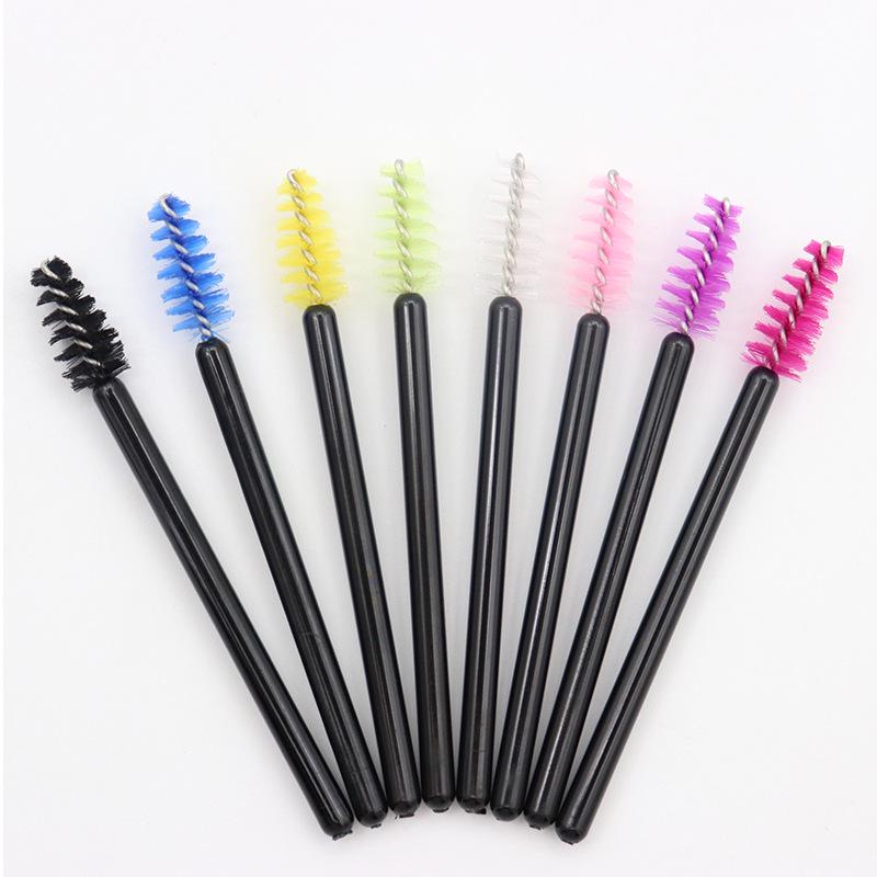 Pack of 50 Disposable Mini Nylon Eyelash and Eyebrow Brushes with Solid Handles