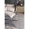 Parure de lit - 1 housse de couette 220 x 240 cm + 2 taies d'oreiller 60 x 60 cm - 65% coton, 35% polyester - Gris