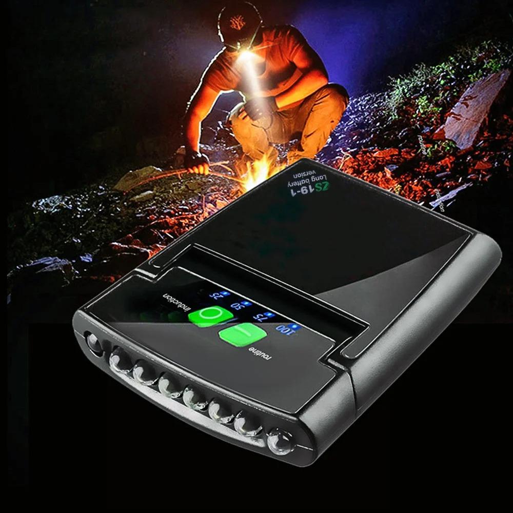 Portable Strong Light Camping Headlight Waterproof Rechargeable Headlight with Human Body Sensing Battery Display Cap Clip Light