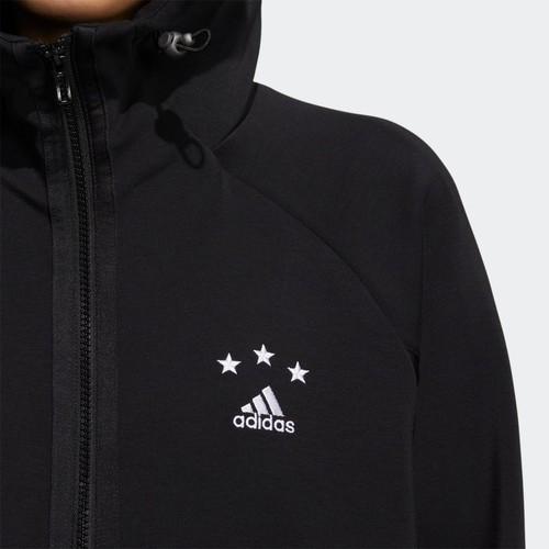 adidas Foc Kn Jkt Long-Sleeve Hoodie Jacket with Logo Print for Women, Black