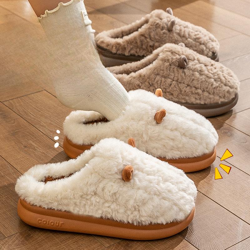 Cotton Shoes with Toe Caps for Warmth, Thickened Soft Soles, Anti-slip and Comfortable To Step On. Home Slippers