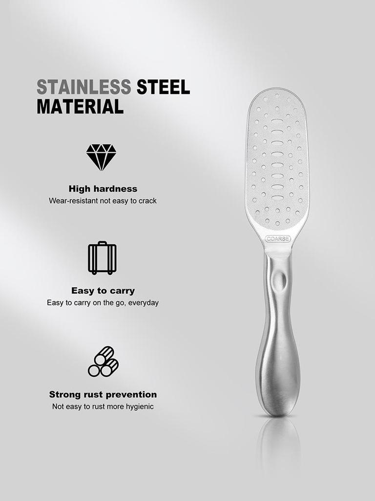 Dual-Sided Stainless Steel Pedicure Foot File - Callus & Dead Skin Remover Scraper