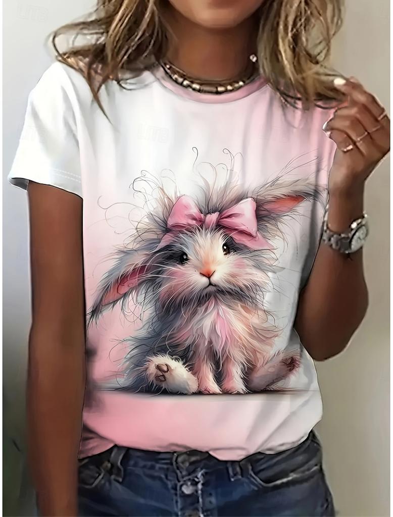 Casual Harajuku T-shirt Women's Round Neck T-shirt Top Clothing