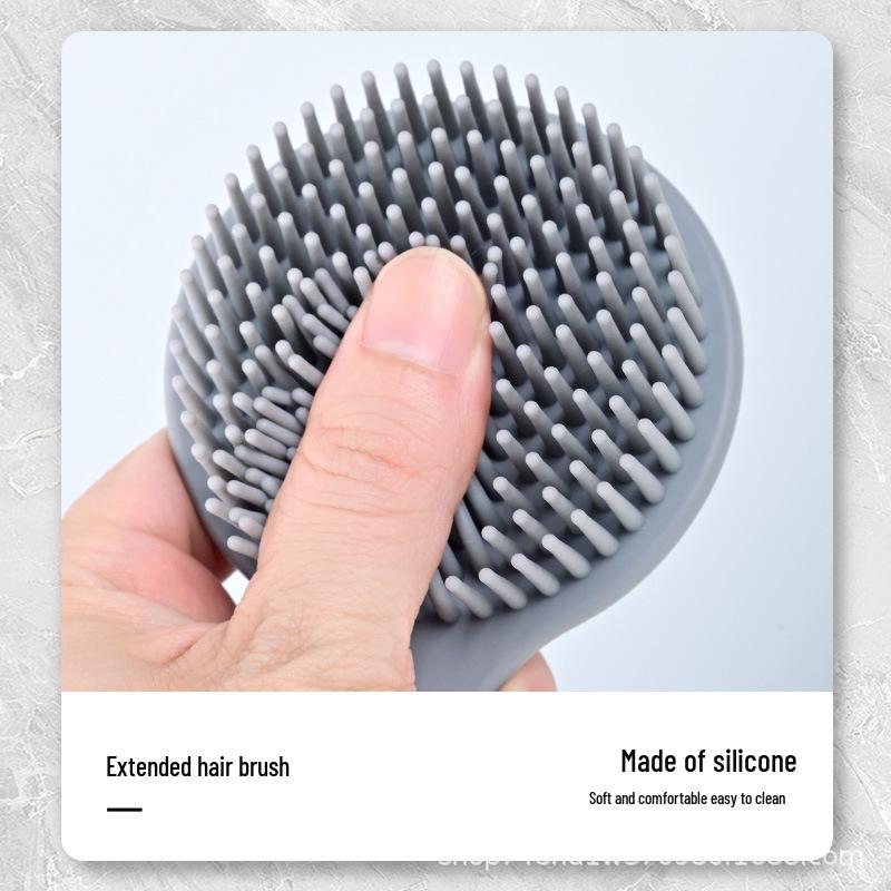 Portable Non-Slip Long Handle Silicone Bath Brush & Back Scrubber