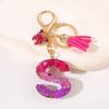 Glitter A-Z Shiny Sequin Letter Pendant Keychain Tassel Star Ball Charms Keyrings Women Bag Ornaments Car Trinket Accessories