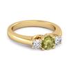 Peridot Runt Trestensring -925 Sterling Silver Guldpläterad