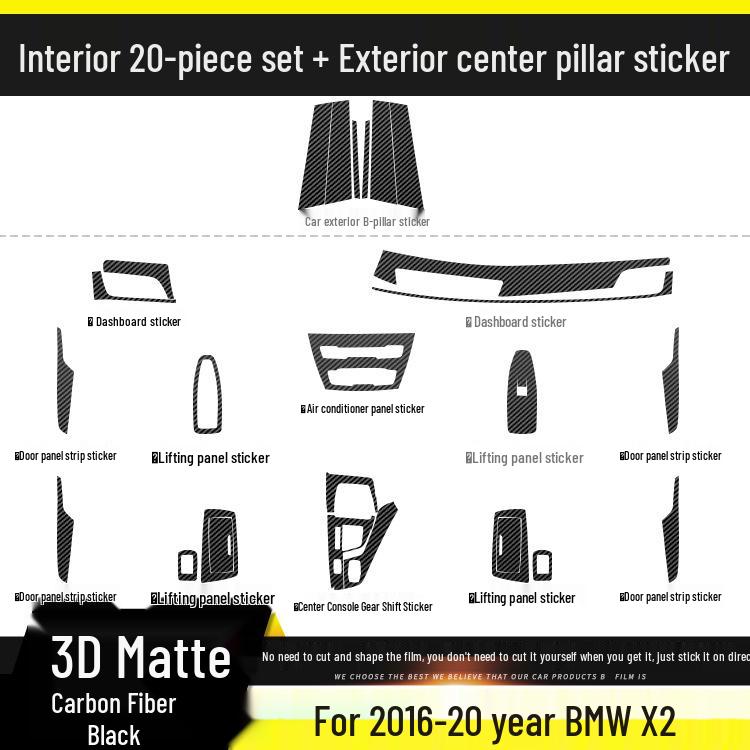 BMW X1/X2 Carbon Fiber Interior Anti-Kick Sticker (2016-2020) - Transparent TPU Console Protector