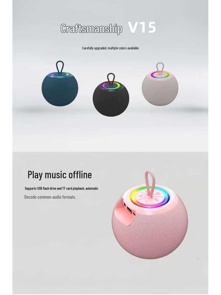 Portable RGB Light Bluetooth Speaker with Subwoofer - Creative Ball Design