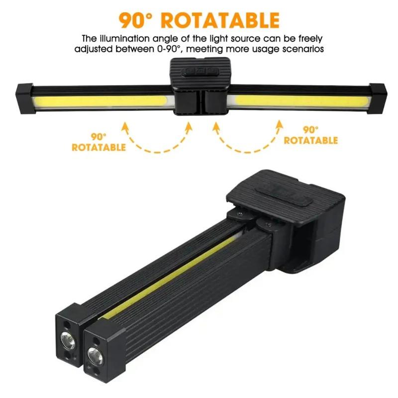 Foldable COB LED Work Light Dimmable Rotatable Flashlight Waterproof Magnetic Lamp with Hook for Car Repair Camping Emergency Outdoor Working Use