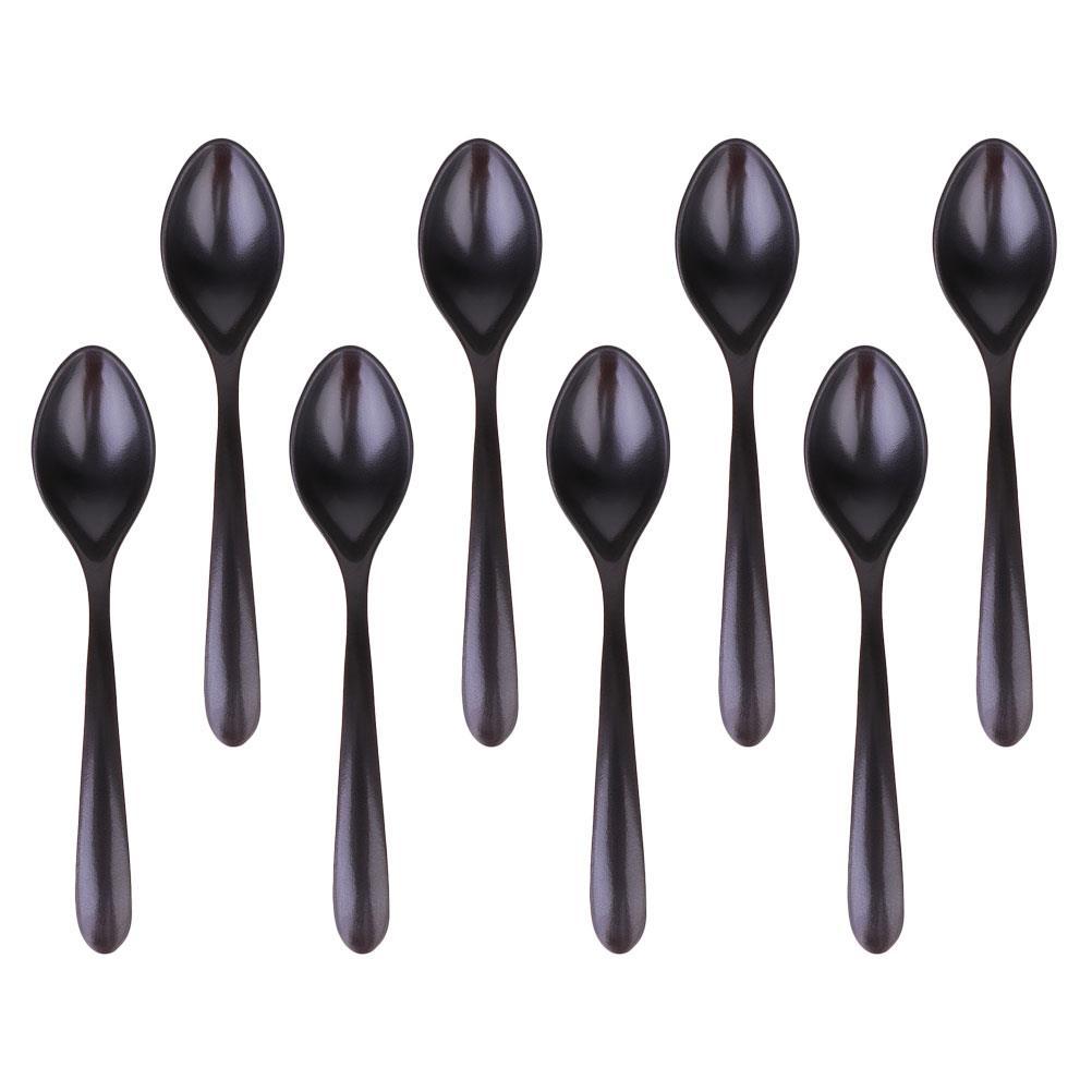 8Pcs Black Matte Melamine Spoon Soup Imitation Ceramic Ladle Coffee Dessert Multi Purpose Household Kitchen Dining Tableware4