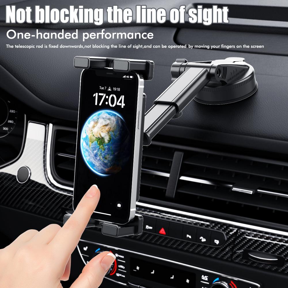 Car Suction Cup Multi-functional Mobile Phone Holder Tablet Holder 360-degree Rotation Extendable Large Screen Holder