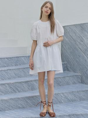 Avang Puff Shirring Mini Dress - Ivory