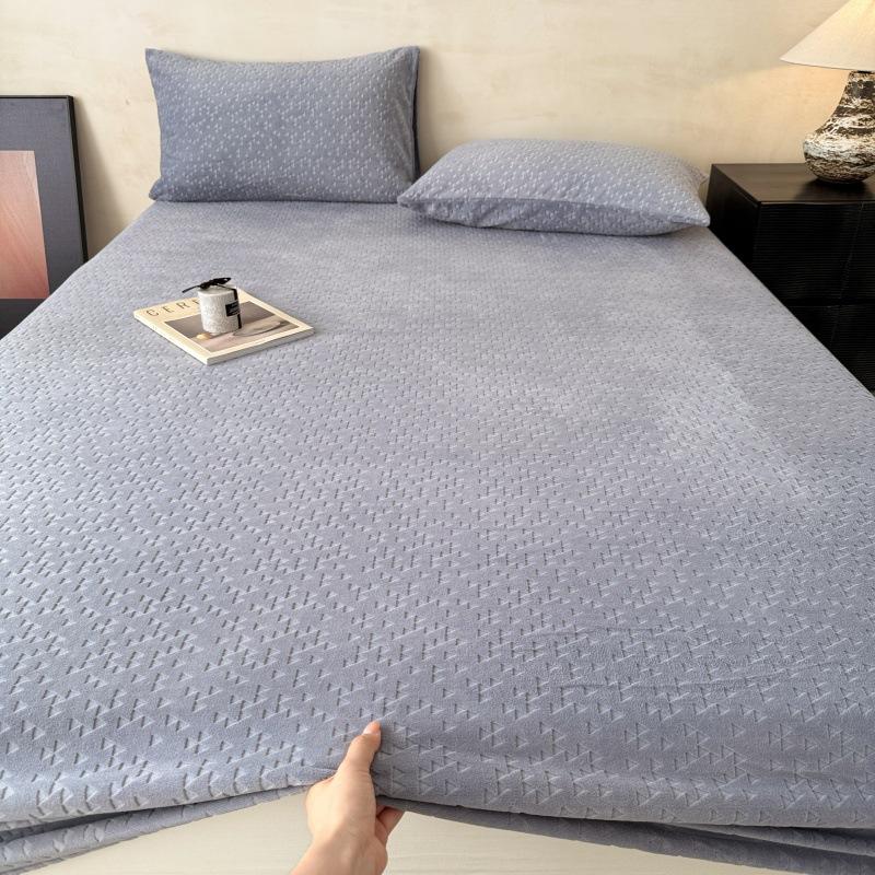 Winter Milk Velvet Single Fitted Sheet, New High Weight Plus Velvet Warm Fitted Sheet, All-inclusive Anti-slip Bed Sheet