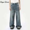 RogueWave American Style Men's Denim Pants Washing Fashion Loose Men's Straight Trousers Casual Wide Leg Jeans