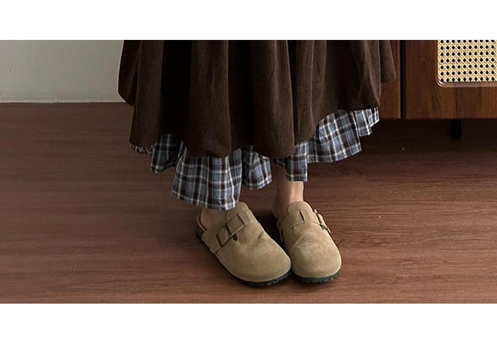 Autumn/Winter Corduroy Double-Layer Plaid Long Skirt for Pregnant Women (No Support Belt)