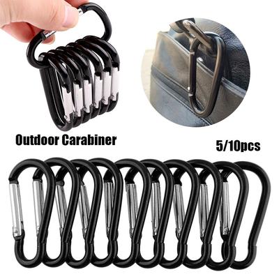 Safety Black-color Aluminium Camping Hiking Hook Buckle Keychain Alloy Carabiner Climbing Button