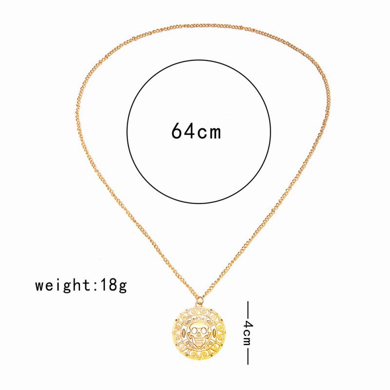 RUI RUI YU Men's and Women's  Necklace Gold Coin Skull-shape Pendant Alloy Golden Necklace
