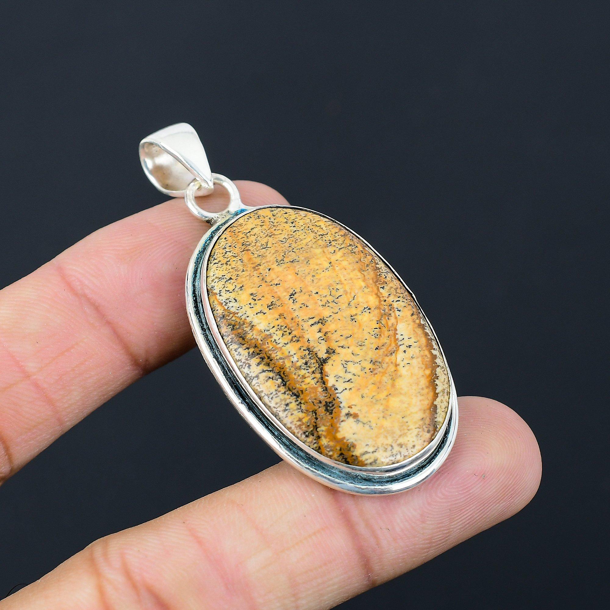 Sisters Day Sale Sterling Silver Picture Jasper Gemstone Unique Pendant Jewelry