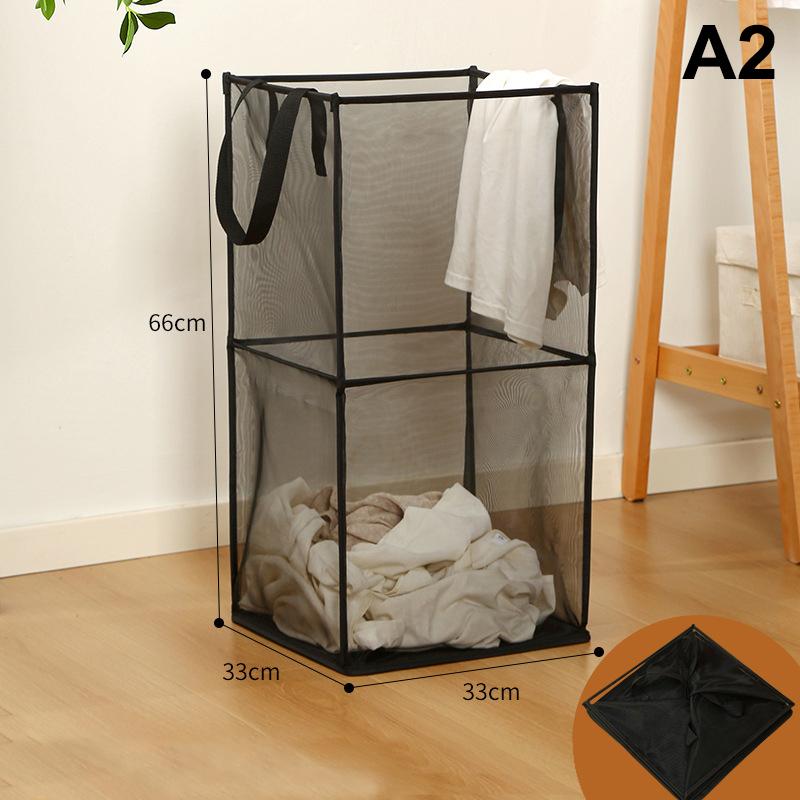 Coș de Rufe Capacitate Mare Pătrat Pliabil Sac de Rufe Mânere Laterale Plasă Fină Haine Murdare Diverse Jucării Sac de Depozitare