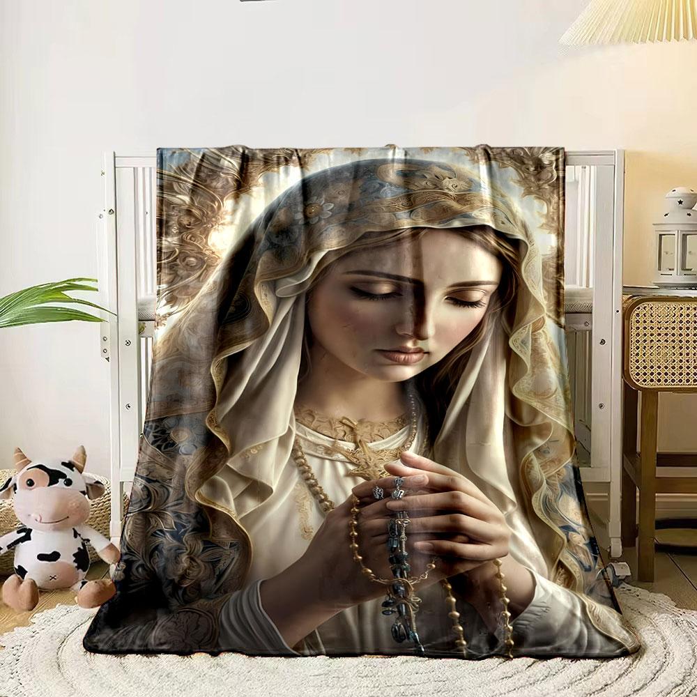 Religious Madonna Prayer Shawl Blanket Printed Blanket for Living Room Bed Couch lunch break Soft Cozy Blanket for Friend's festival Gift