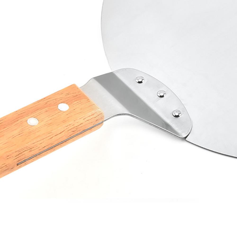 Roamtic Fashion Kitchen Cake Shovel Handle Steel Baking Pizza Tool Stainless Round Wooden