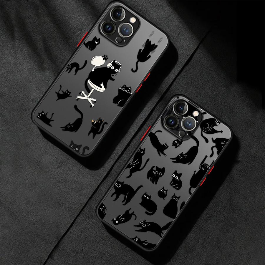 Case for iPhone 17 Pro Max 14 15 13 Mini 7 8 SE Air XS XR 16 Plus 12 11 Funda Back Phone Cover Cute Cartoon Cat