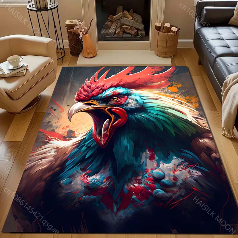 Beautiful Big Cock Flowers Print Carpet for Living Room Bedroom Sofa Doormat Decor Area Rugged Non-slip Floor Mat Large Size