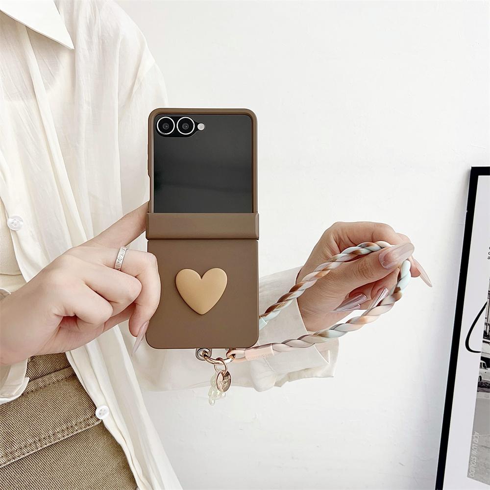 Wrist Strap with Small Screen Phone Case for Samsung Galaxy Z Flip 7 FE 6 5 Flip7 Flip6 Hard Shell Hinge Protective Cover