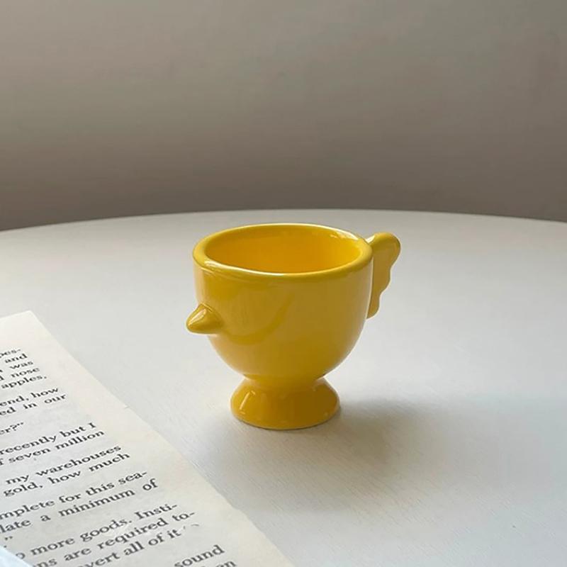 Подставка для яиц с высоким основанием однотонная нескользящая ручка удобный держатель для губки для макияжа мини-подставка для завтрака керамическая подставка для яиц столовая жёлтый 863₽