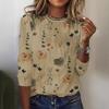 2023 European American Fashion Women Long Sleeve T-Shirt Floral Print Cross Border Trendy