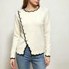 Womens Fall Sweater Color Block Crew Neck Long Sleeve Knit Cardigan Outerwear